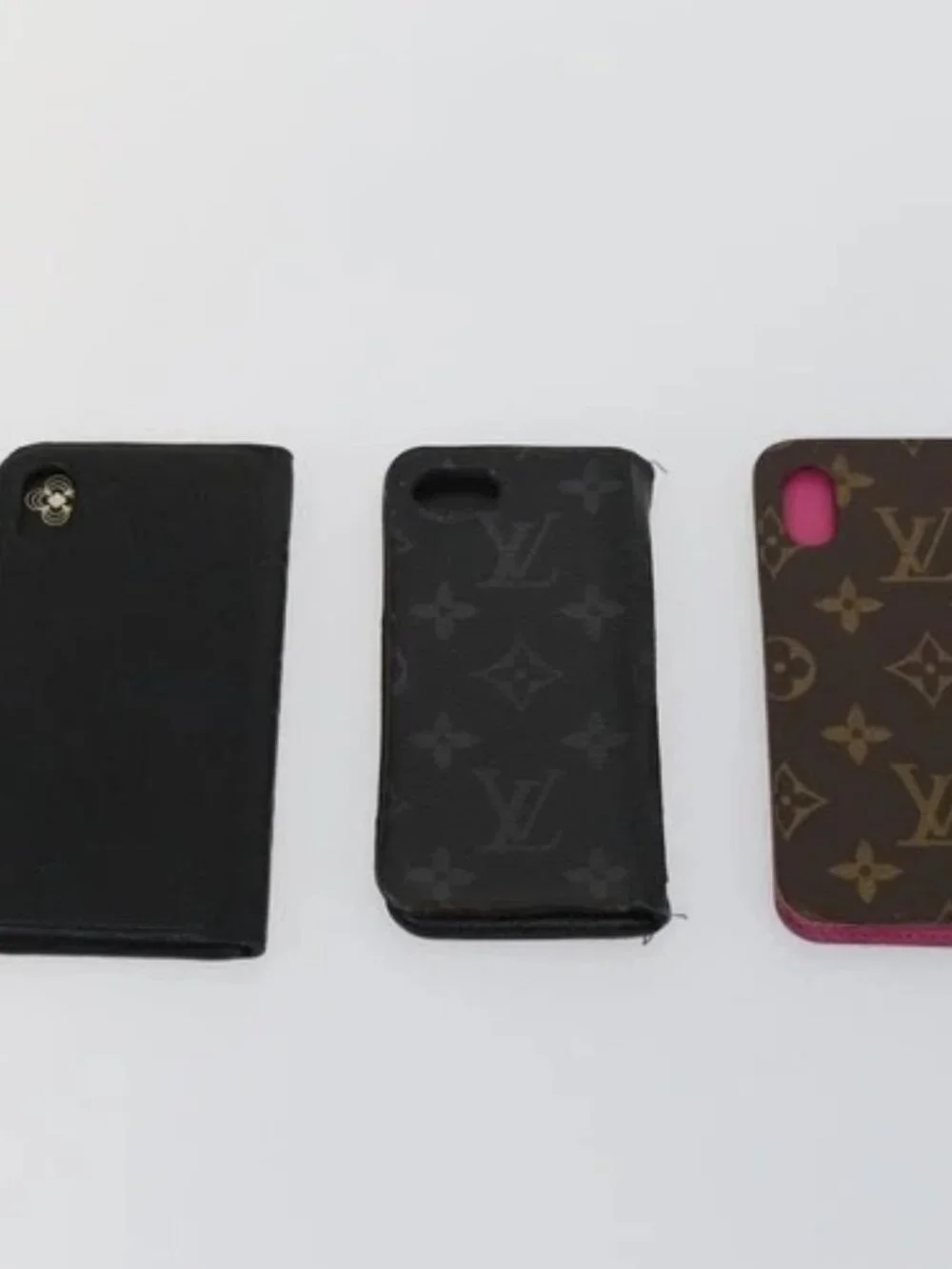 LOUIS VUITTON Monogram iPhone Case Leather 10 Set Beige LV Auth bs32346